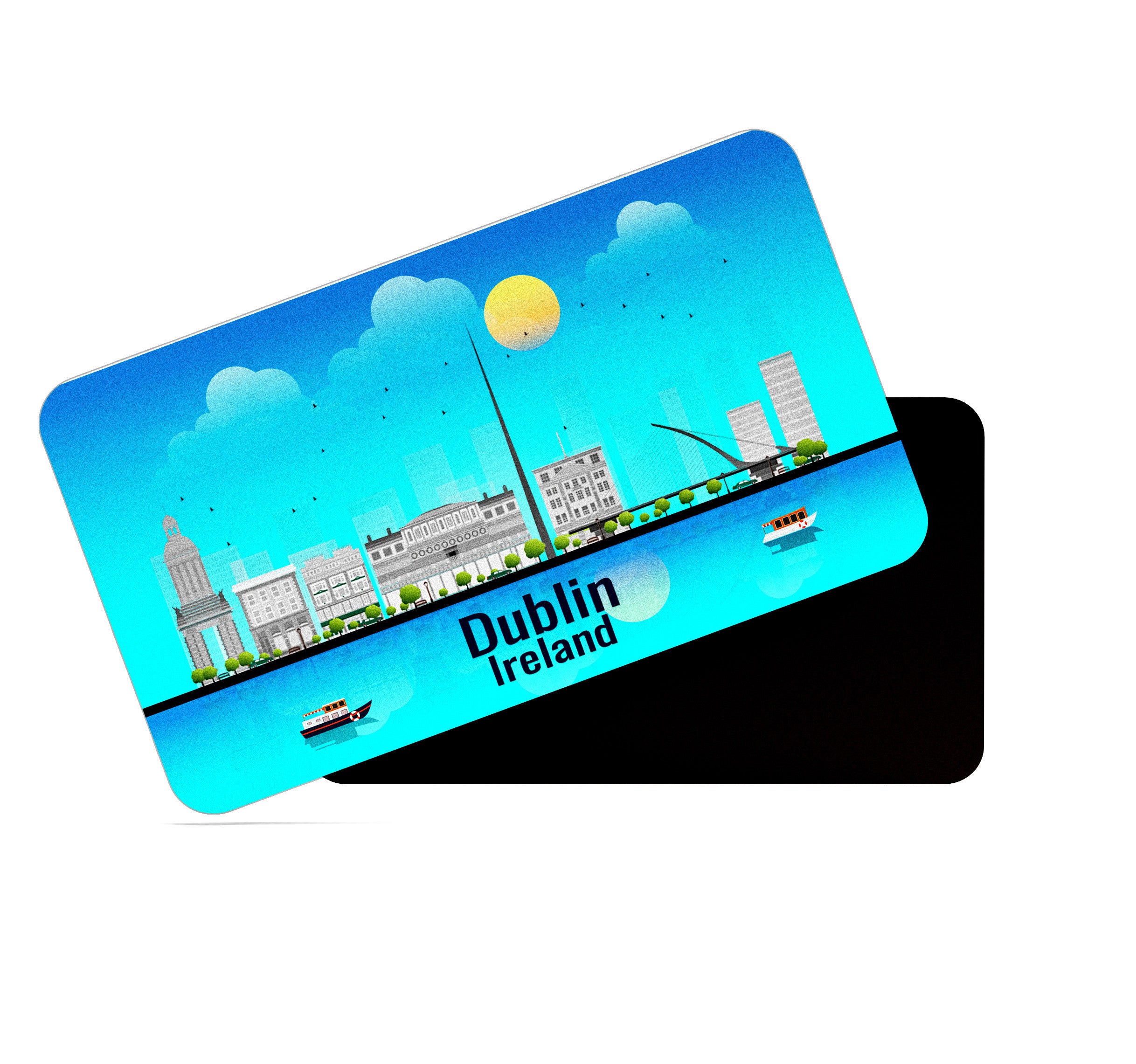 dhcrafts Rectangular Fridge Magnet Blue Ireland Dublin Design Pack of 1 (8.6cm x 5.4cm)